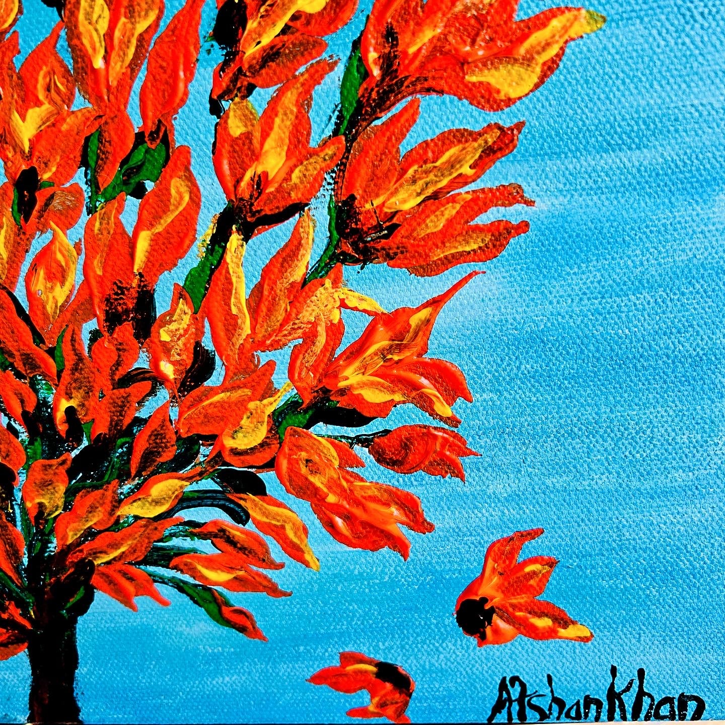 Palash flowers, original painting, Christmas gift