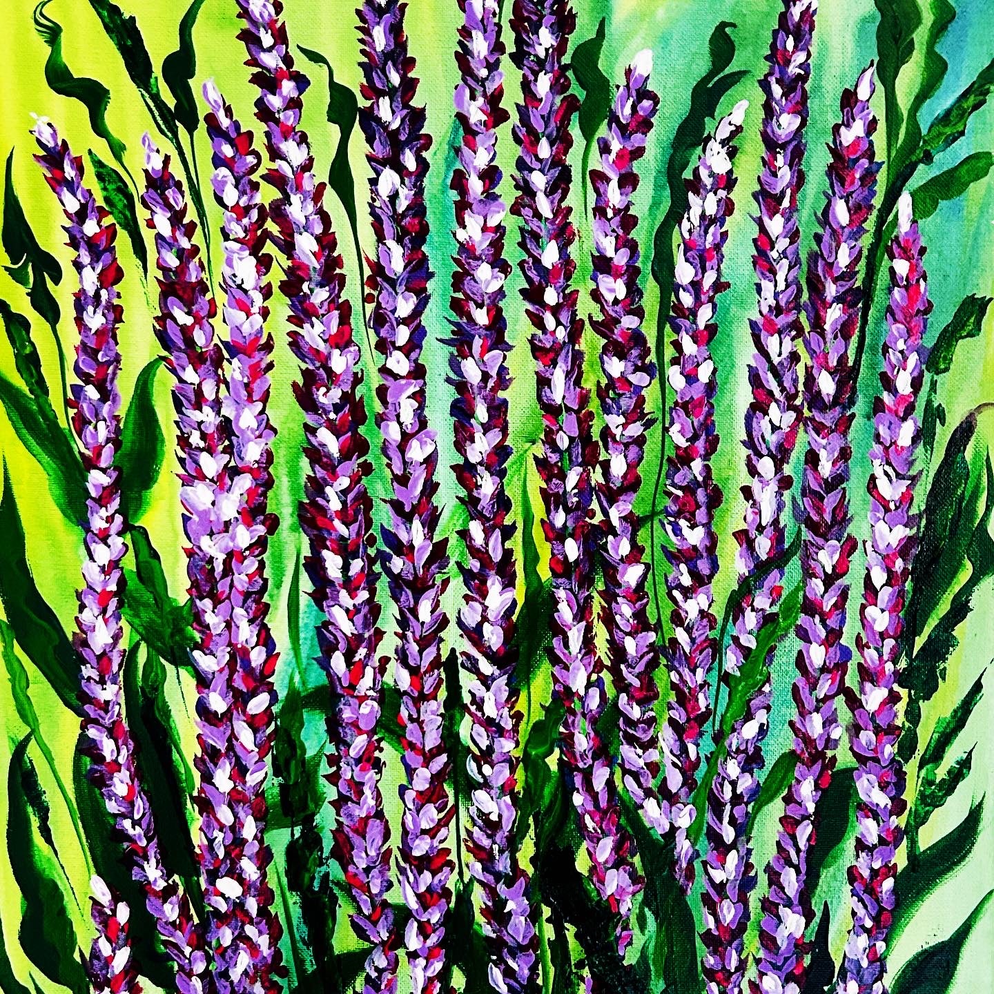 Salvia acrylic textured original painting