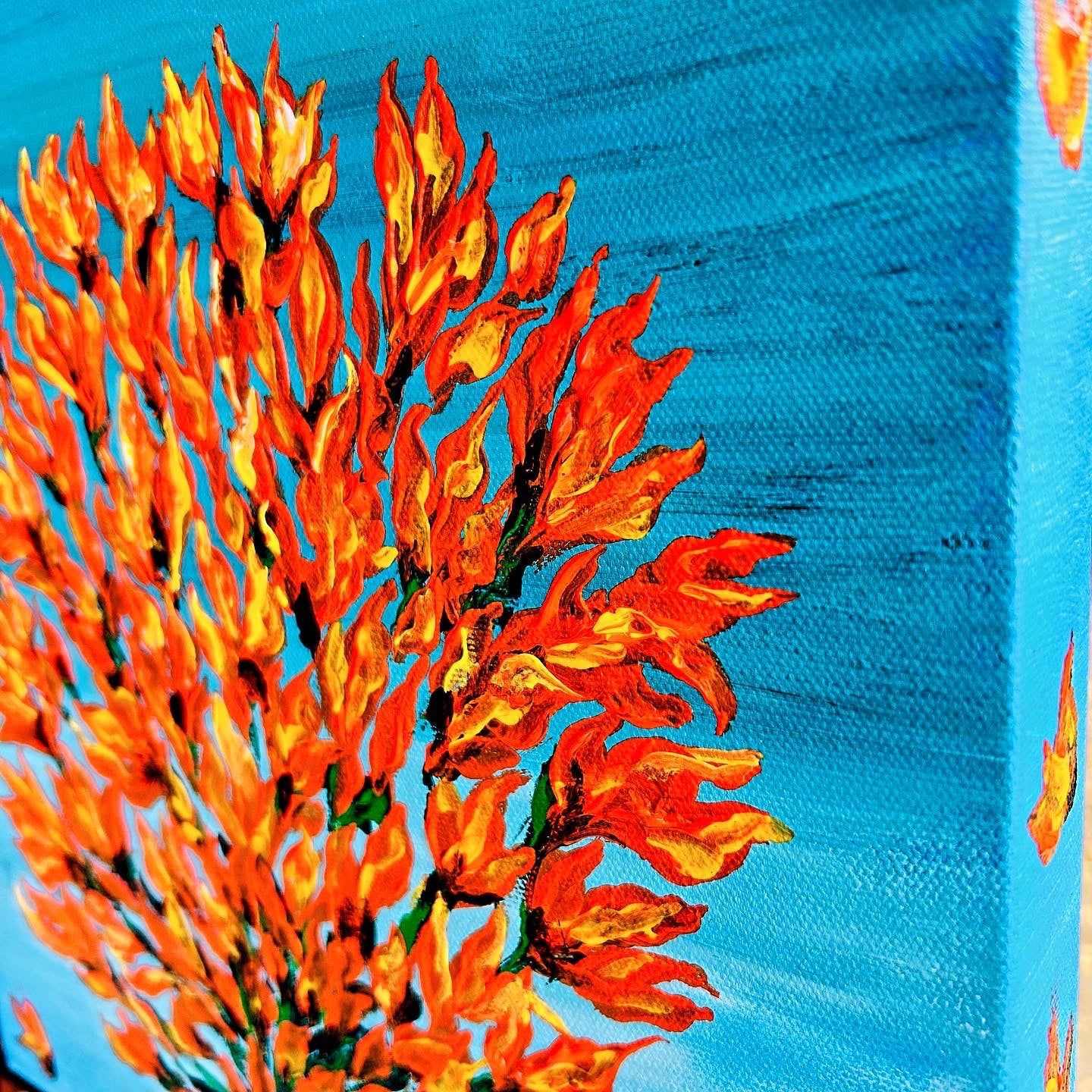 Palash flowers, original painting, Christmas gift