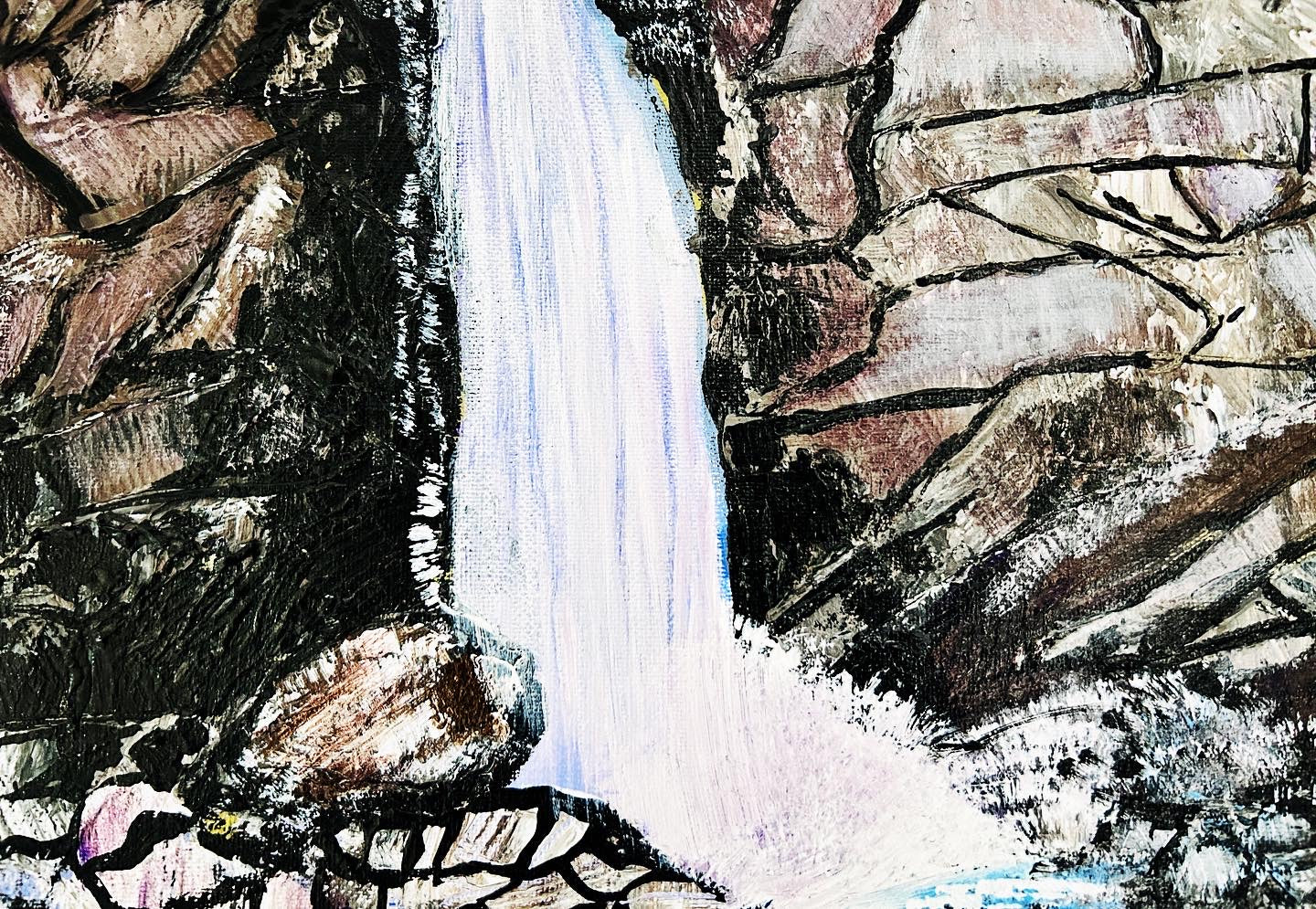 Waterfall original textured painting