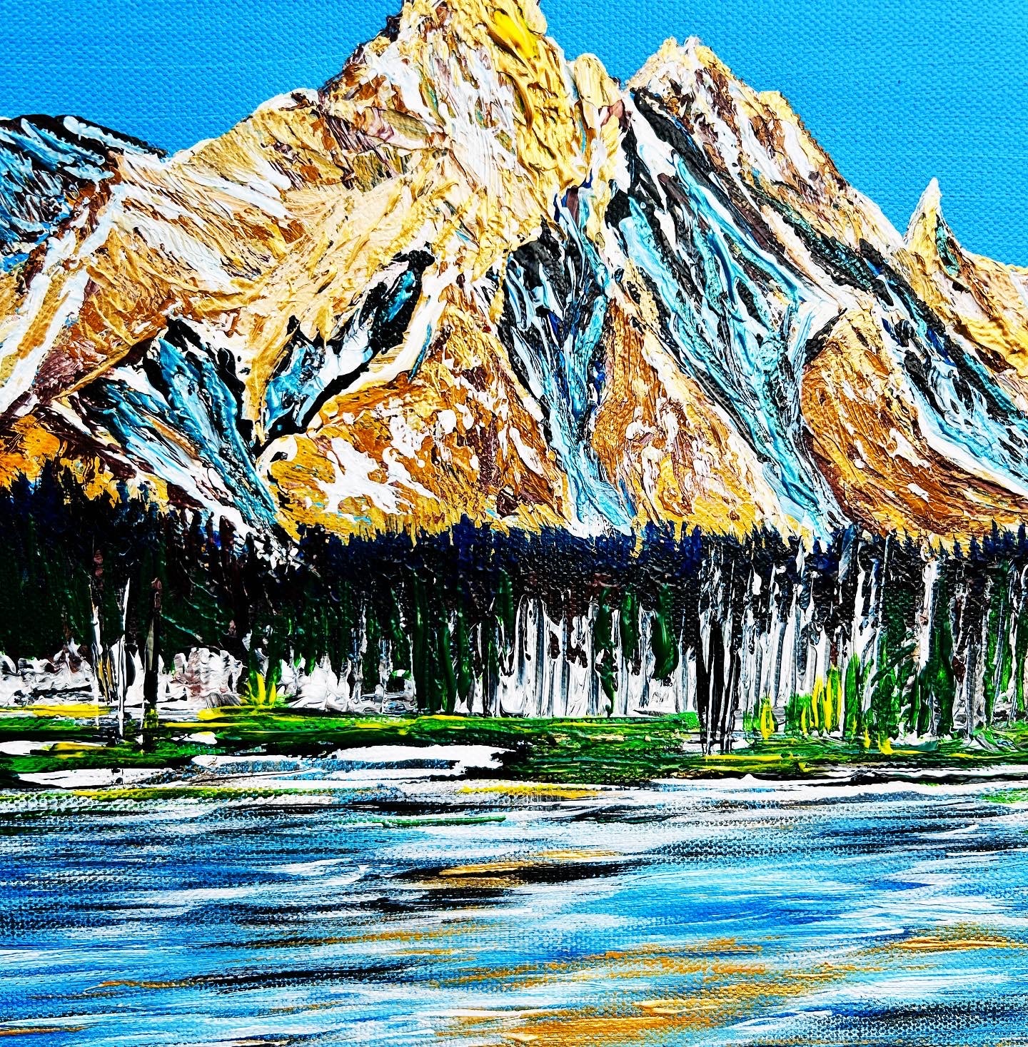 Mt. Canmore, textured paining