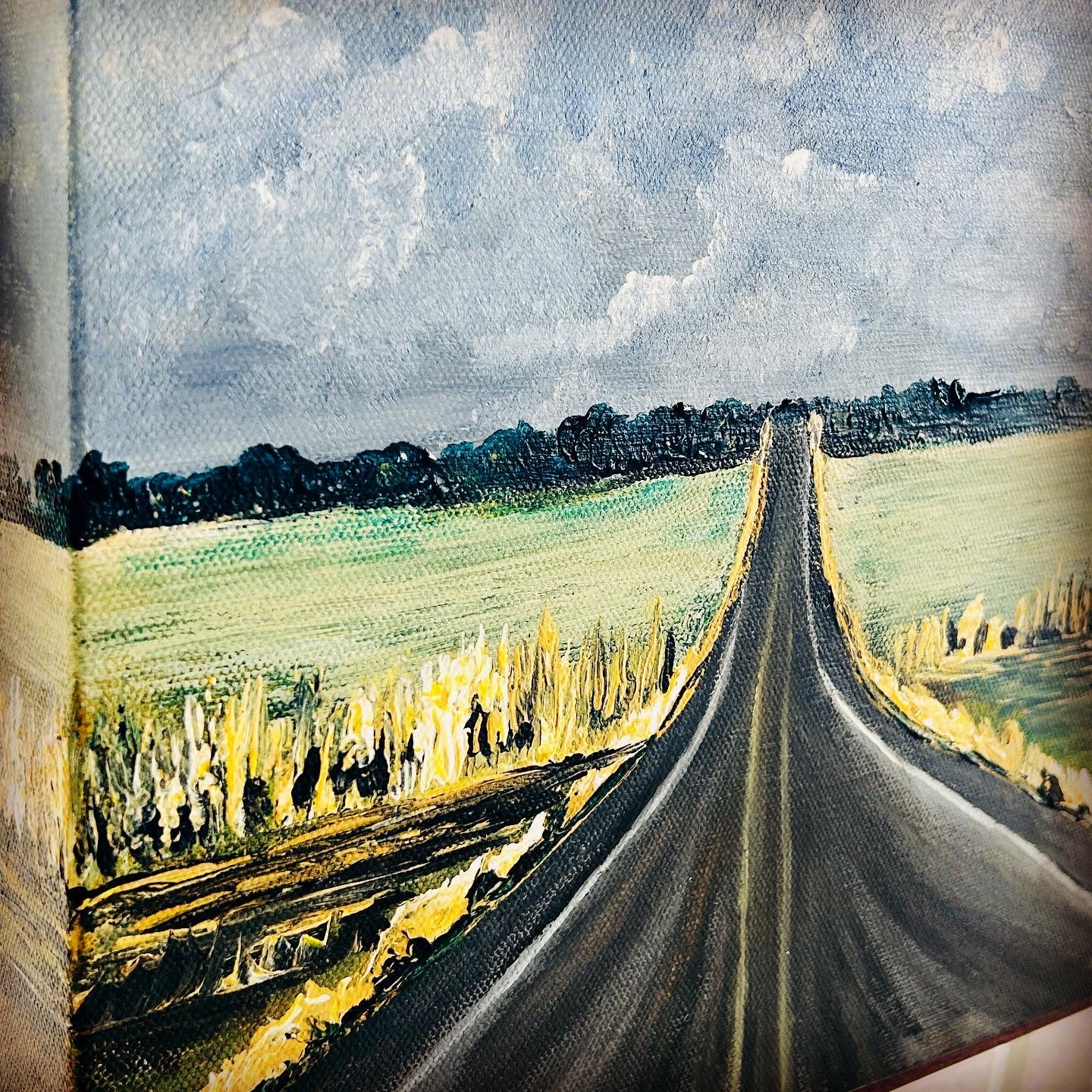 On the road, original acrylic painting