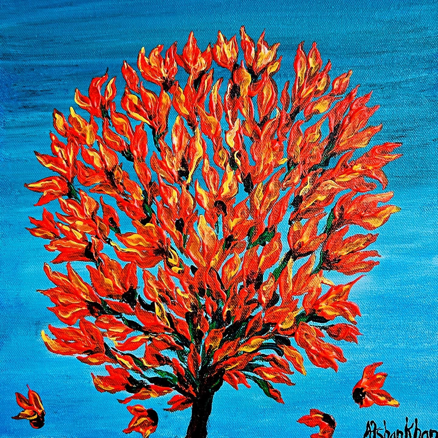 Palash flowers, original painting, Christmas gift