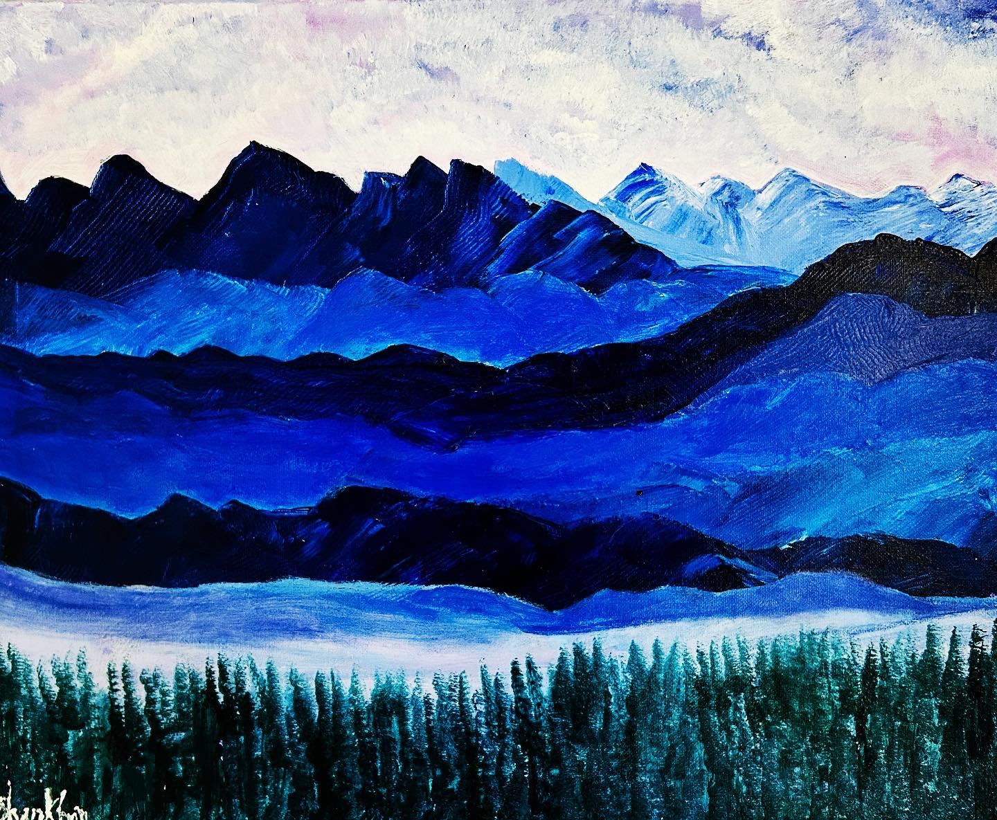 Blue mountains painting