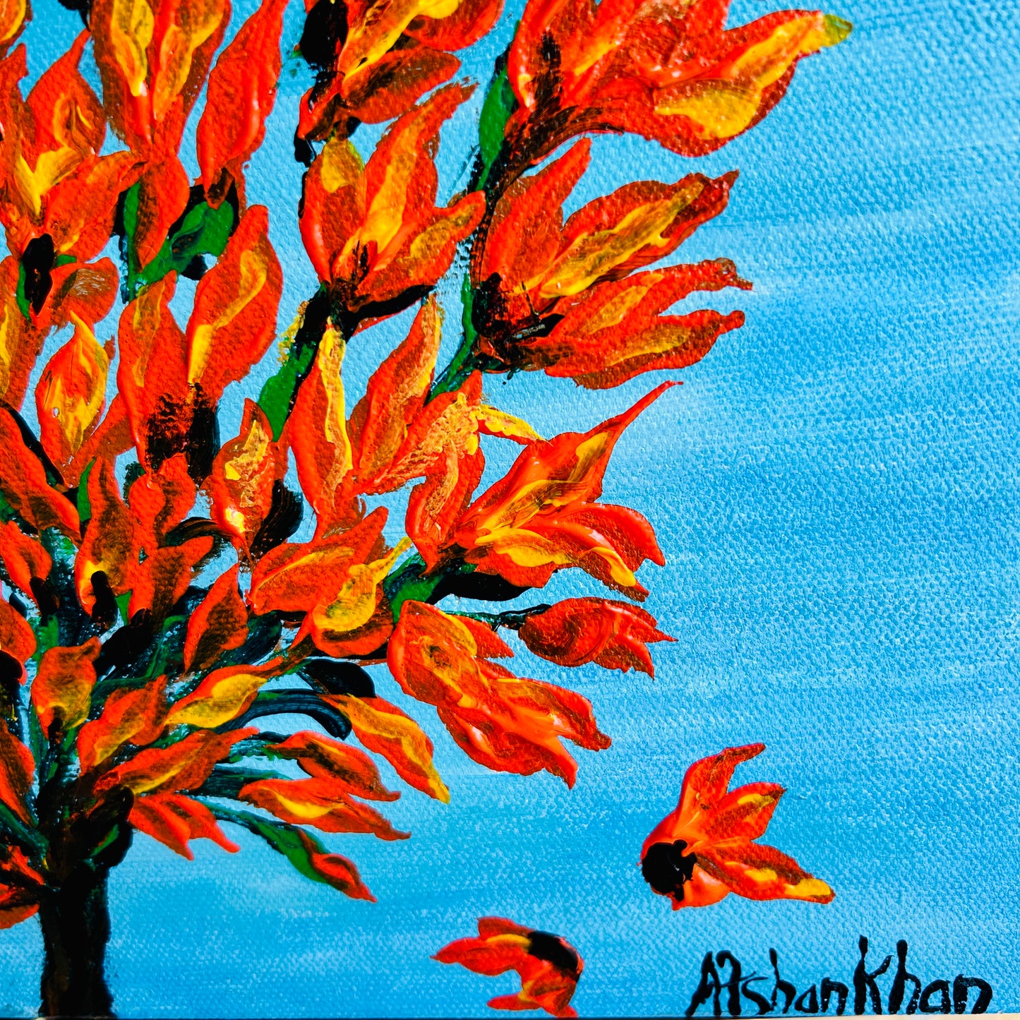 Palash flowers, original painting, Christmas gift