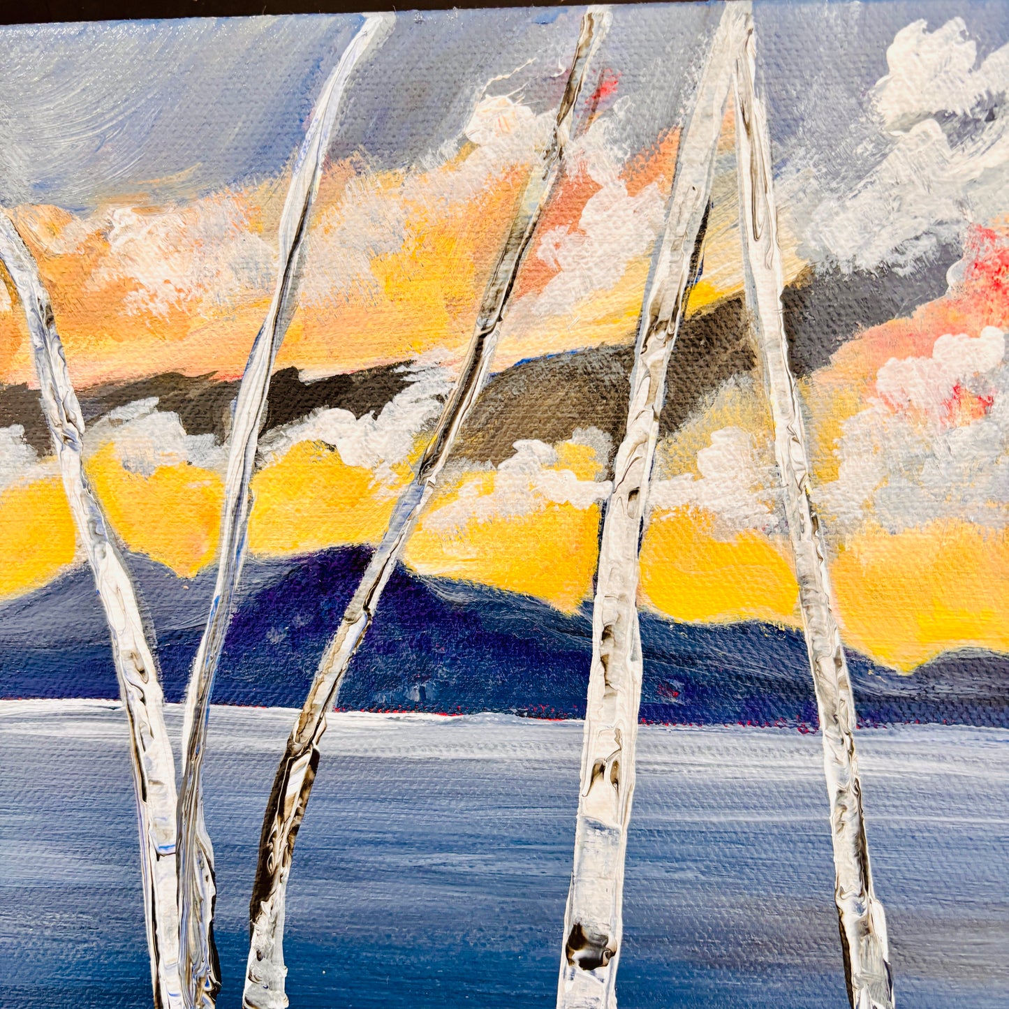 Sunken trees at the lake, original artwork