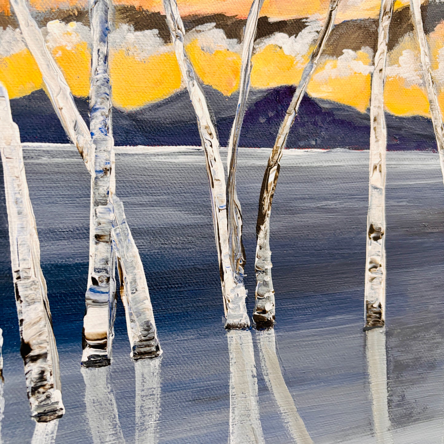 Sunken trees at the lake, original artwork