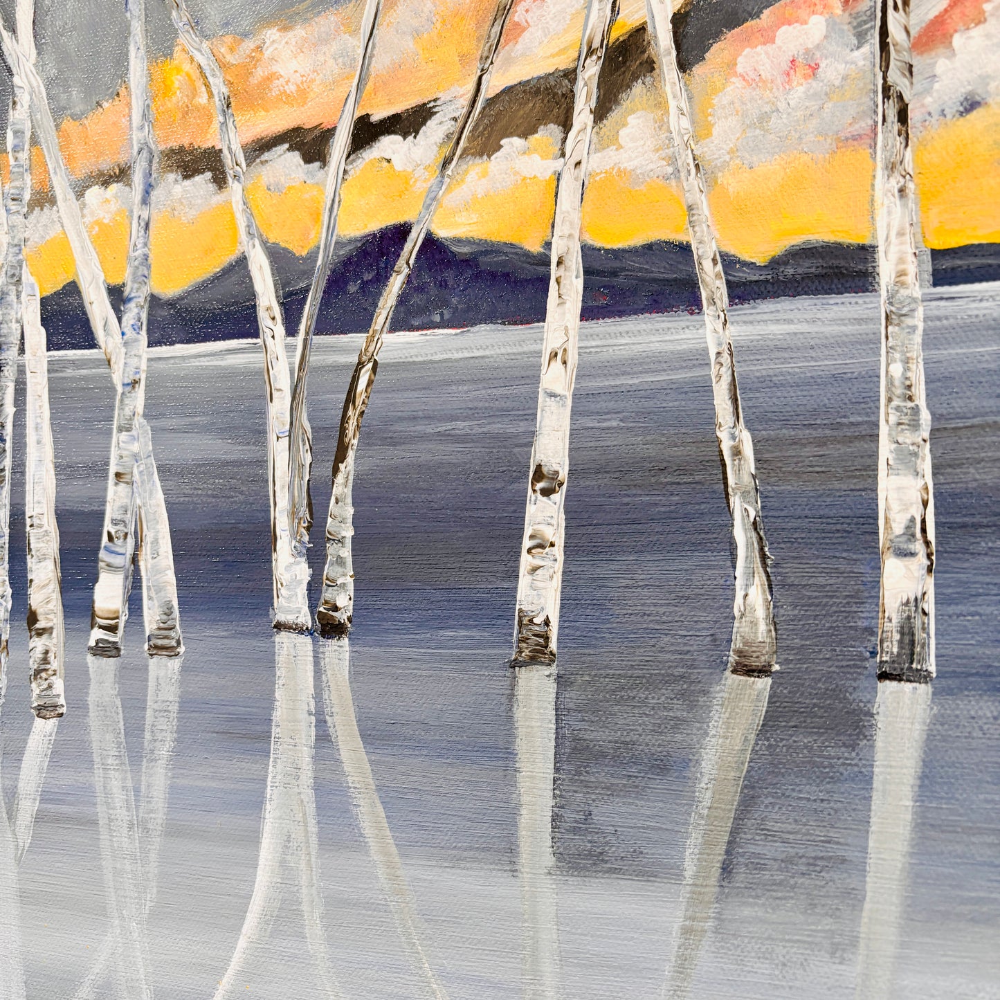 Sunken trees at the lake, original artwork