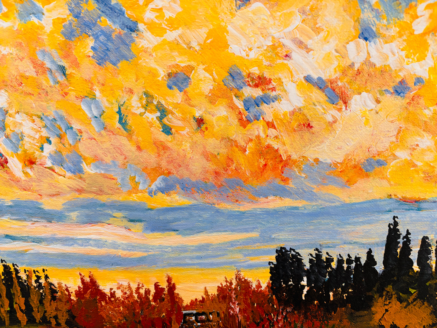 Sunset Clouds, original painting.