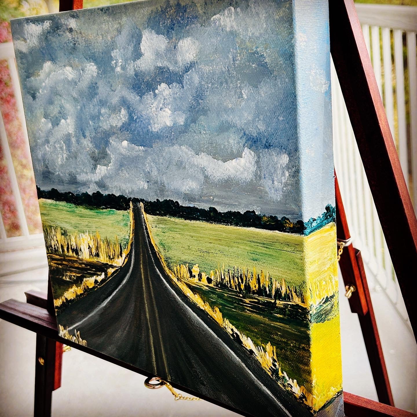 On the road, original acrylic painting