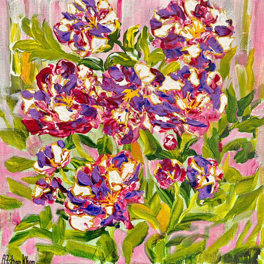 Peonies in my yard, original artwork